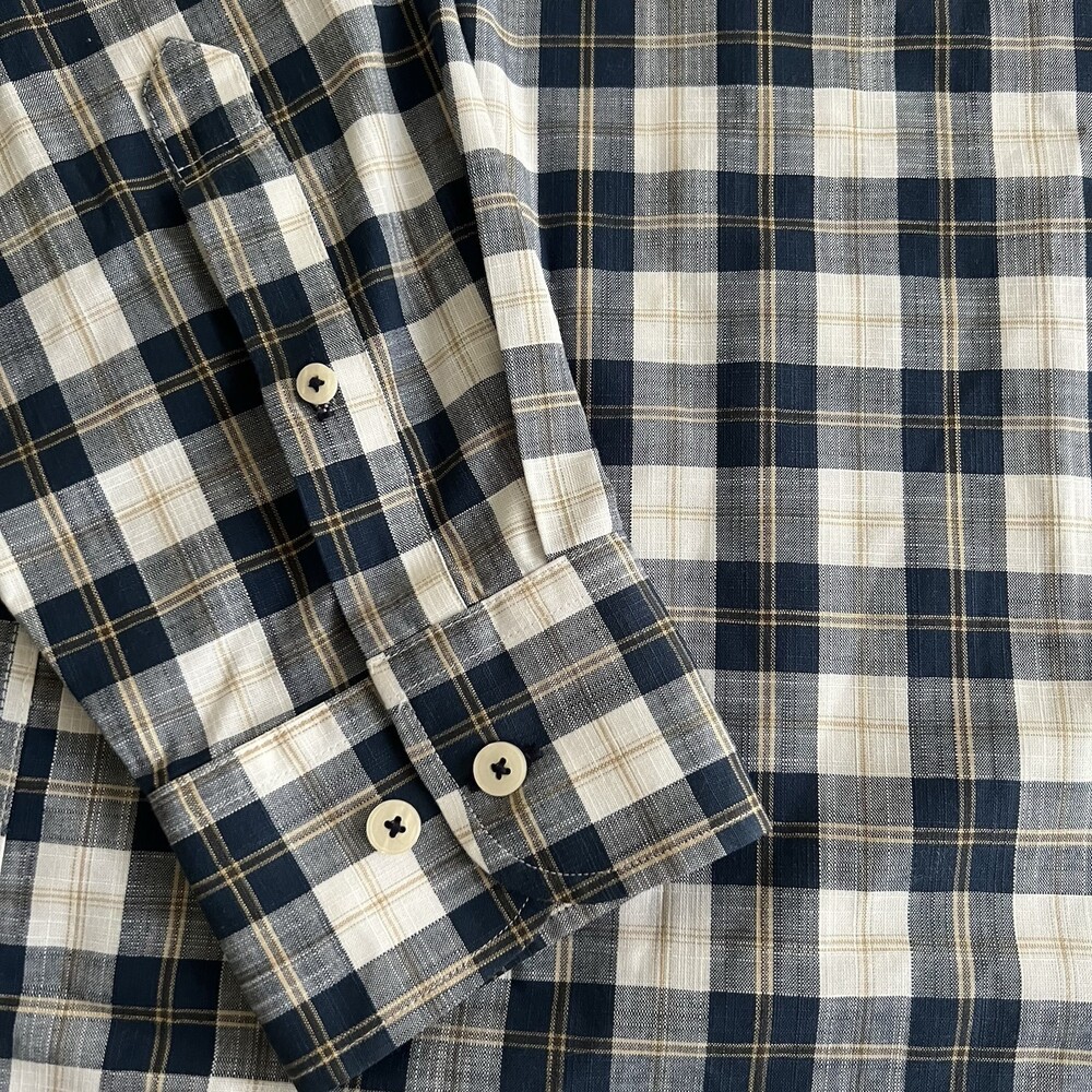 UNTUCKit Long Sleeve Button-Up Shirt 100% Cotton Blue White Plaid - Slim Fit XL - Picture 2 of 9